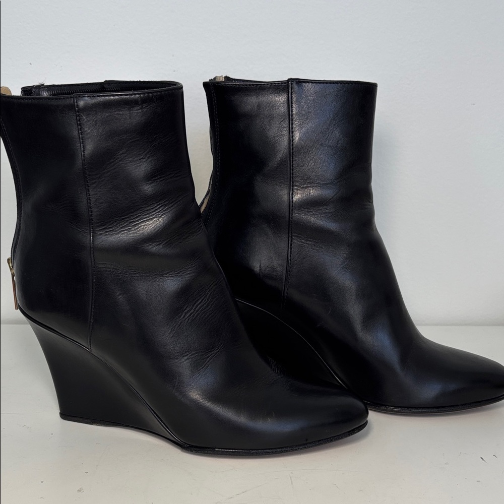 Jimmy Choo Sz 34 Black Leather Ankle Boots Booties - Picture 3 of 7